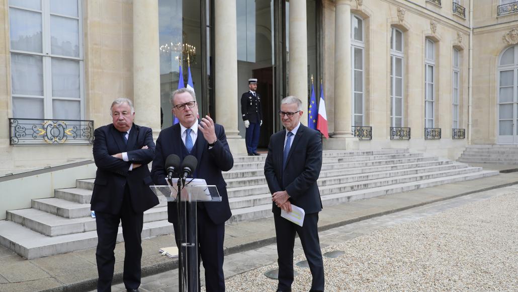 Richard Ferrand devant l'Élysée (Ludovic Marin/AFP)