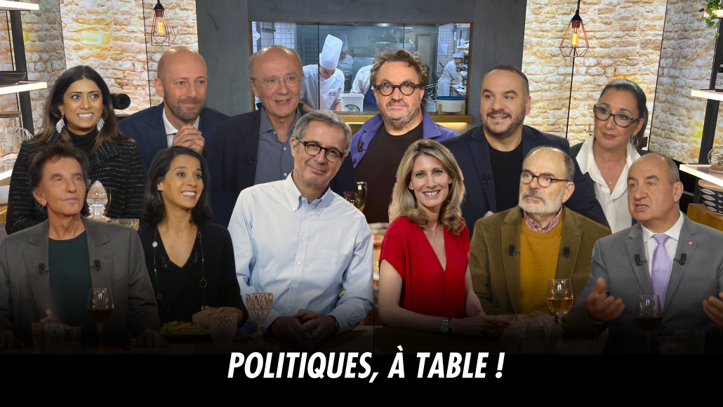 "Politiques, à table !" présenté par Brigitte Boucher et Jean-Pierre Montanay-2023-copyright LCP-Assemblée nationale