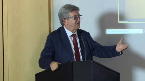 Jean-Luc Mélenchon au colloque de La France insoumise sur la sécurité, le 14 septembre 2020 à Paris.