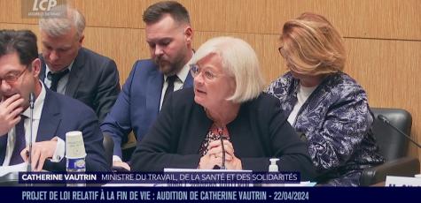 La ministre de la Santé Catherine Vautrin est auditionnée par la commission spéciale sur le projet de loi relatif à la fin de vie. 